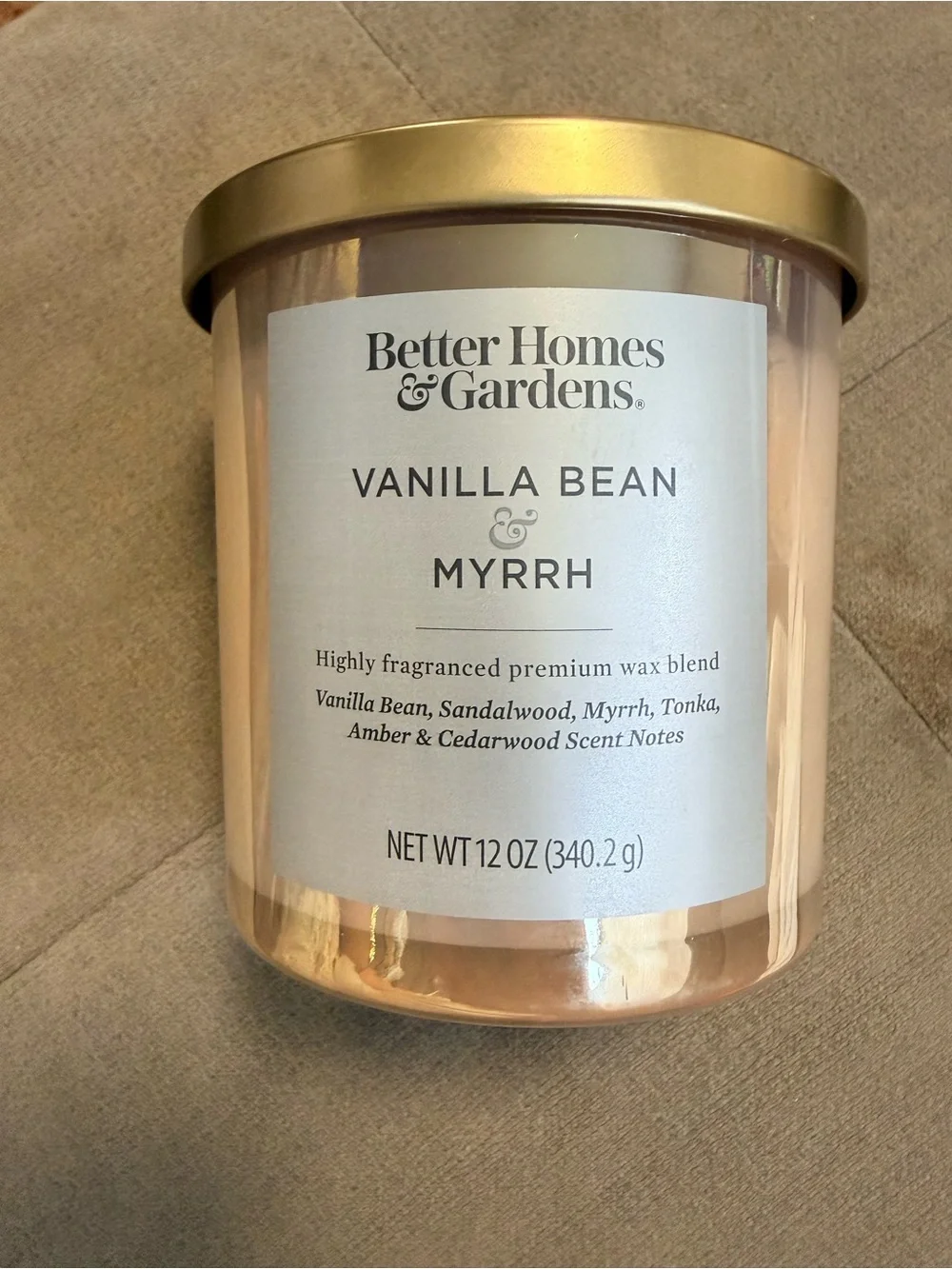 Better Homes And Gardens Vanilla Bean & Myrrh Candle - Gold, Cream